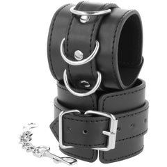 DARKNESS - BLACK ADJUSTABLE LEATHER ANKLE HANDCUFFS - 53Xshop