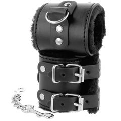 DARKNESS - BLACK ADJUSTABLE LEATHER HANDCUFFS WITH LINING - 53Xshop