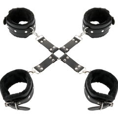 DARKNESS - LEATHER HANDCUFFS FOR FOOT AND HANDS BLACK - 53Xshop