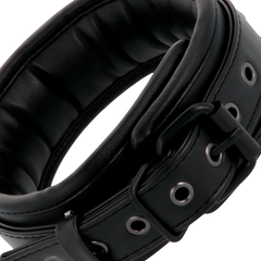 DARKNESS - BLACK LEATHER HANDCUFFS AND COLLAR - 53Xshop