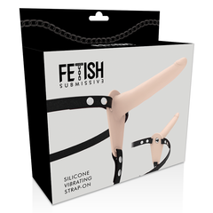 FETISH SUBMISSIVE HARNESS - FLESH SILICONE VIBRATOR 15 CM - 53Xshop