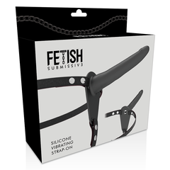 FETISH SUBMISSIVE HARNESS - BLACK SILICONE VIBRATOR 15 CM - 53Xshop