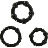 SEVEN CREATIONS - SET OF THREE BLACK PENIS RINGS - 53Xshop