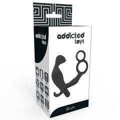 ADDICTED TOYS - ANAL PLUG WITH DOUBLE PENIS RING AND TESTICLES BLACK - 53Xshop