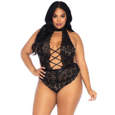 LEG AVENUE - FLORAL LACE CROTHLESS TEDDY PLUS SIZE - 53Xshop
