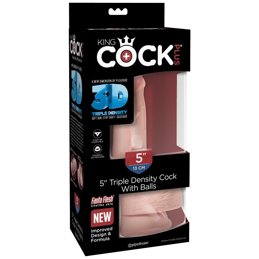 KING COCK - TRIPLE DENSITY DILDO 13 CM WITH TESTICLES - 53Xshop