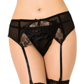 QUEEN LINGERIE - THONG WITH BLACK LACE GARTER S/M - 53Xshop