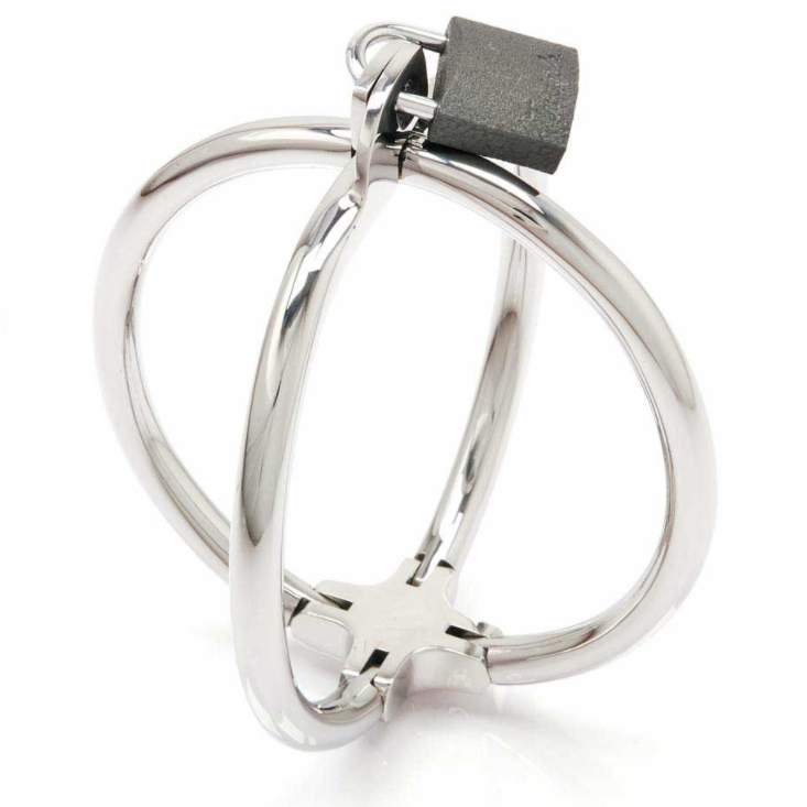 METAL HARD - CRISS CROSS HANDCUFF STAINLESS STEEL RESTRAINTS - 53Xshop