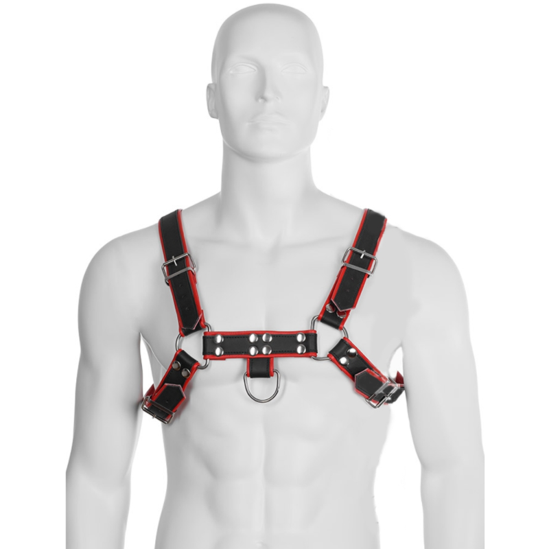 LEATHER BODY - CHAIN HARNESS III BLACK / RED - 53Xshop