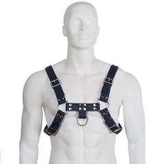 LEATHER BODY - BLUE AND BLACK LEATHER HARNESS CHEST BULLDOG - 53Xshop