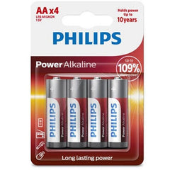 PHILIPS - POWER ALKALINE BATTERY AA LR6 PACK 4 - 53Xshop