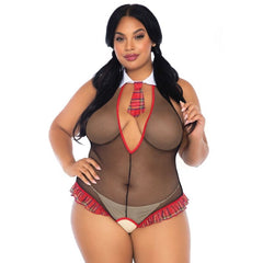 LEG AVENUE - SCHOOLGIRL CROTHLESS FITNESS TEDDY PLUS SIZE - 53Xshop