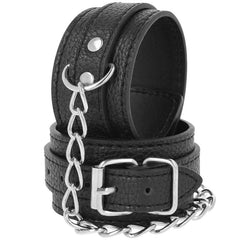 DARKNESS - BLACK TEXTURED LEATHER HANDCUFFS - 53Xshop