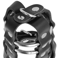 DARKNESS - LEATHER CHASTITY CAGE WITH LOCK - 53Xshop