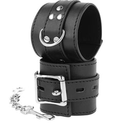 DARKNESS - BLACK LEATHER HANDCUFFS - 53Xshop