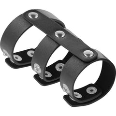 DARKNESS - ADJUSTABLE LEATHER DOUBLE PENIS AND TESTICLE RING - 53Xshop