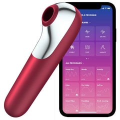 SATISFYER - DUAL LOVE VIBRATOR AND SUCTIONER WITH PULSED AIR RED - 53Xshop