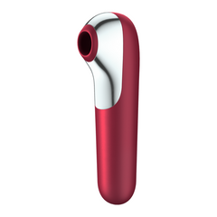 SATISFYER - DUAL LOVE VIBRATOR AND SUCTIONER WITH PULSED AIR RED - 53Xshop