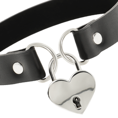 COQUETTE CHIC DESIRE - VEGAN LEATHER NECKLACE WITH HEART ACCESSORY WITH KEY - 53Xshop