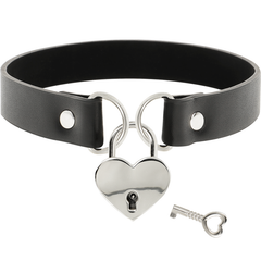 COQUETTE CHIC DESIRE - VEGAN LEATHER NECKLACE WITH HEART ACCESSORY WITH KEY - 53Xshop