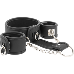FETISH SUBMISSIVE - VEGAN LEATHER NECKLACE AND HANDCUFFS WITH NOPRENE LINING - 53Xshop