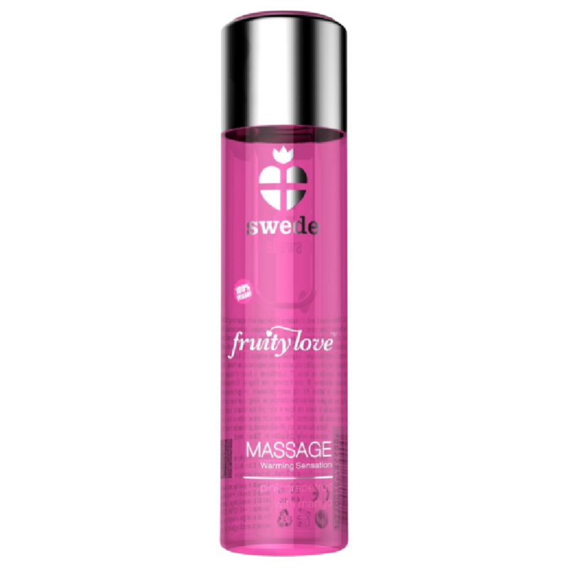 SWEDE - FRUITY LOVE WARMING EFFECT MASSAGE OIL PINK RASPBERRY AND RHUBARB 120 ML - 53Xshop