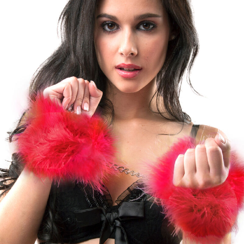 SECRETPLAY - RED MARABOU HANDCUFFS - 53Xshop