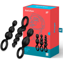 SATISFYER - ANAL PLUGS SET 3 PCS BLACK - 53Xshop