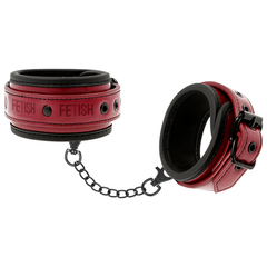 FETISH SUBMISSIVE DARK ROOM - VEGAN LEATHER ANKLE HANDCUFFS WITH NEOPRENE LINING - 53Xshop