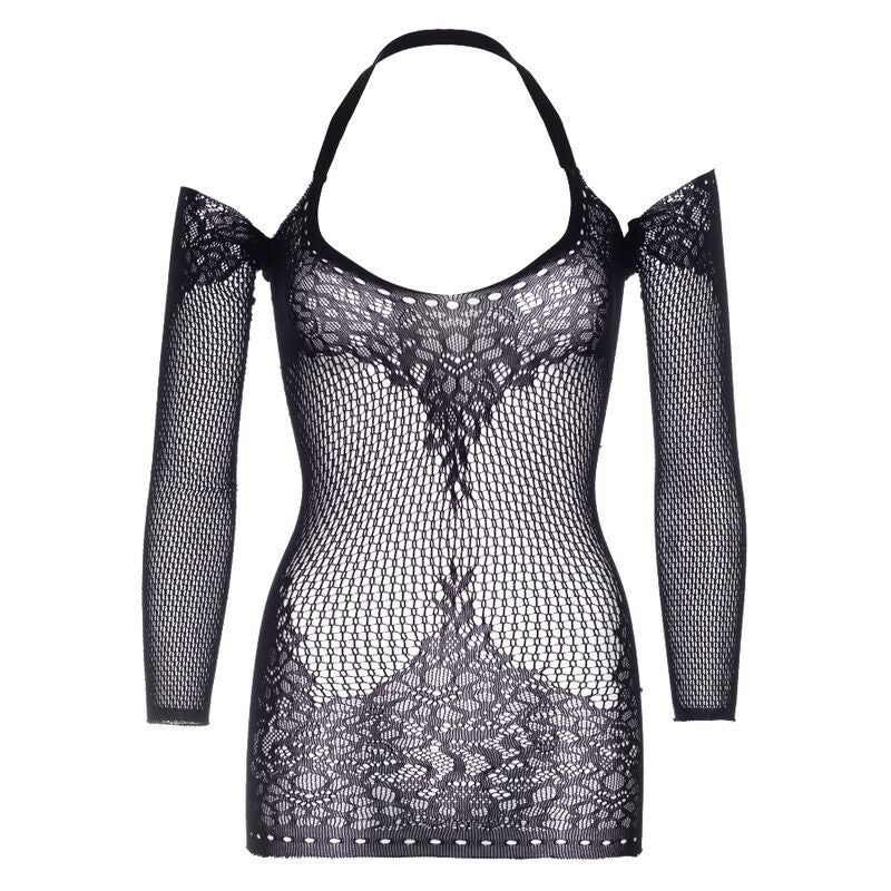 LEG AVENUE - TWIST HALTER LACE MINI DRESS ONE SIZE - 53Xshop