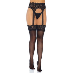 LEG AVENUE - OPAQUE GARTERBELT STOCKING ONE SIZE - 53Xshop