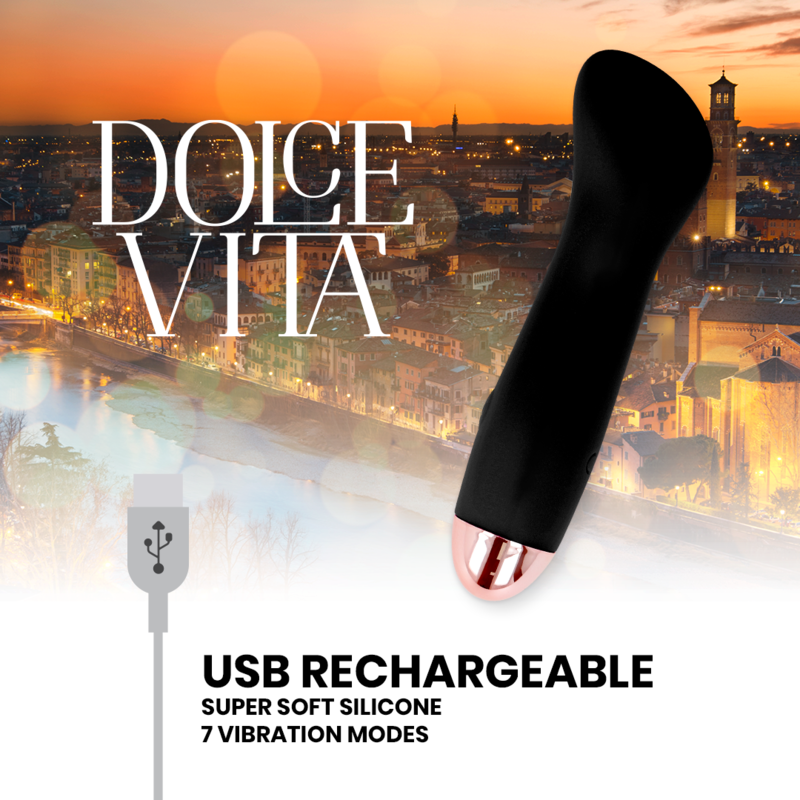 DOLCE VITA - RECHARGEABLE VIBRATOR ONE BLACK 7 SPEED - 53Xshop