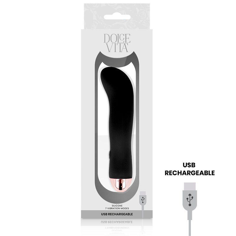 DOLCE VITA - RECHARGEABLE VIBRATOR TWO BLACK 7 SPEED - 53Xshop