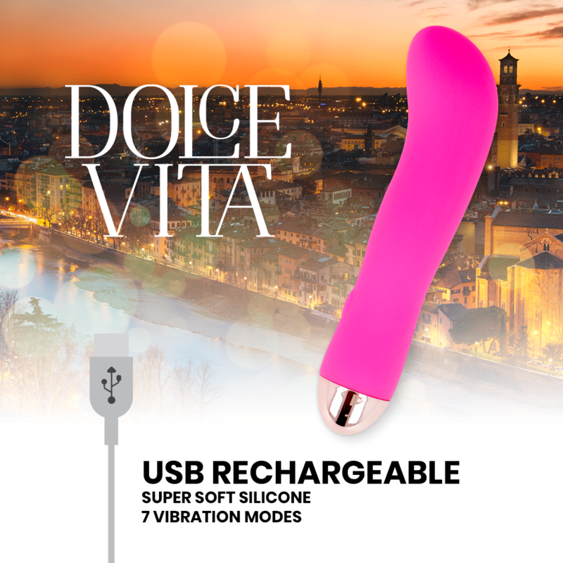 DOLCE VITA - RECHARGEABLE VIBRATOR TWO PINK 7 SPEEDS - 53Xshop
