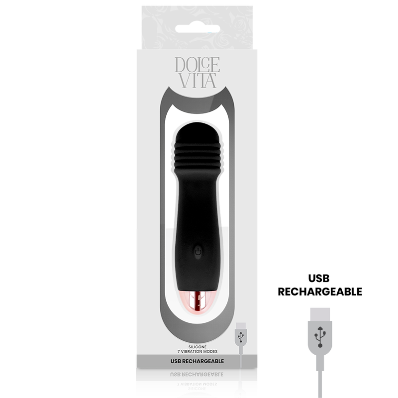DOLCE VITA - RECHARGEABLE VIBRATOR THREE BLACK 7 SPEED - 53Xshop
