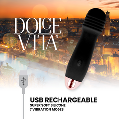 DOLCE VITA - RECHARGEABLE VIBRATOR THREE BLACK 7 SPEED - 53Xshop