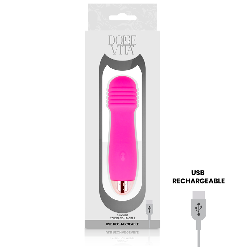 DOLCE VITA - RECHARGEABLE VIBRATOR THREE PINK 7 SPEEDS - 53Xshop
