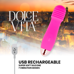 DOLCE VITA - RECHARGEABLE VIBRATOR THREE PINK 7 SPEEDS - 53Xshop