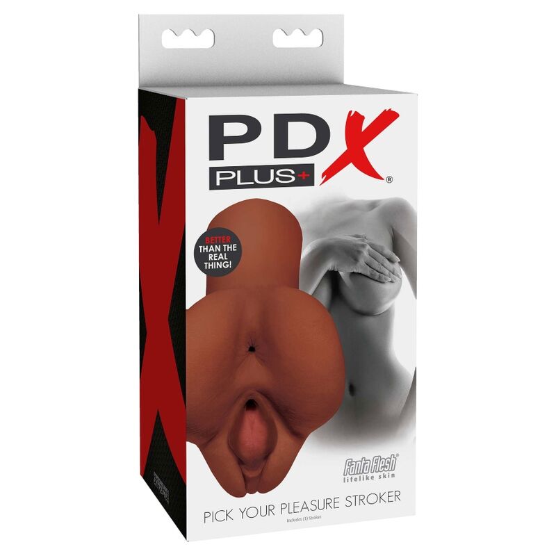 PDX PLUS - PICK YOUR PLEASURE DOUBLE BROWN MASTURBATOR - 53Xshop