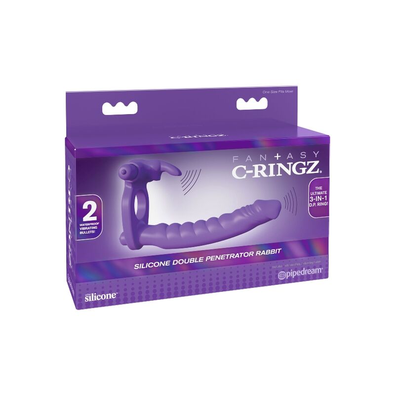 FANTASY C-RINGZ - SILICONE DOUBLE VIBRATOR RABBIT - 53Xshop