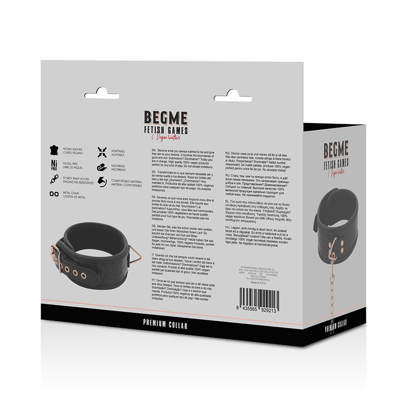 BEGME - BLACK EDITION PREMIUM VEGAN LEATHER COLLAR WITH NEOPRENE LINING - 53Xshop