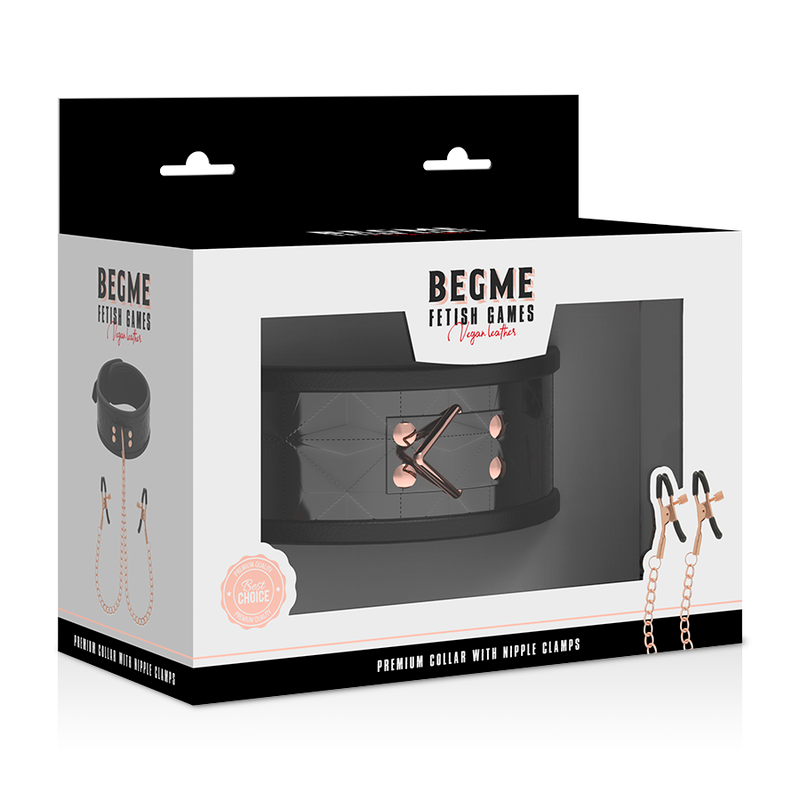 BEGME - BLACK EDITION COLLAR WITH NIPPLE CLAMPS WITH NEOPRENE LINING - 53Xshop