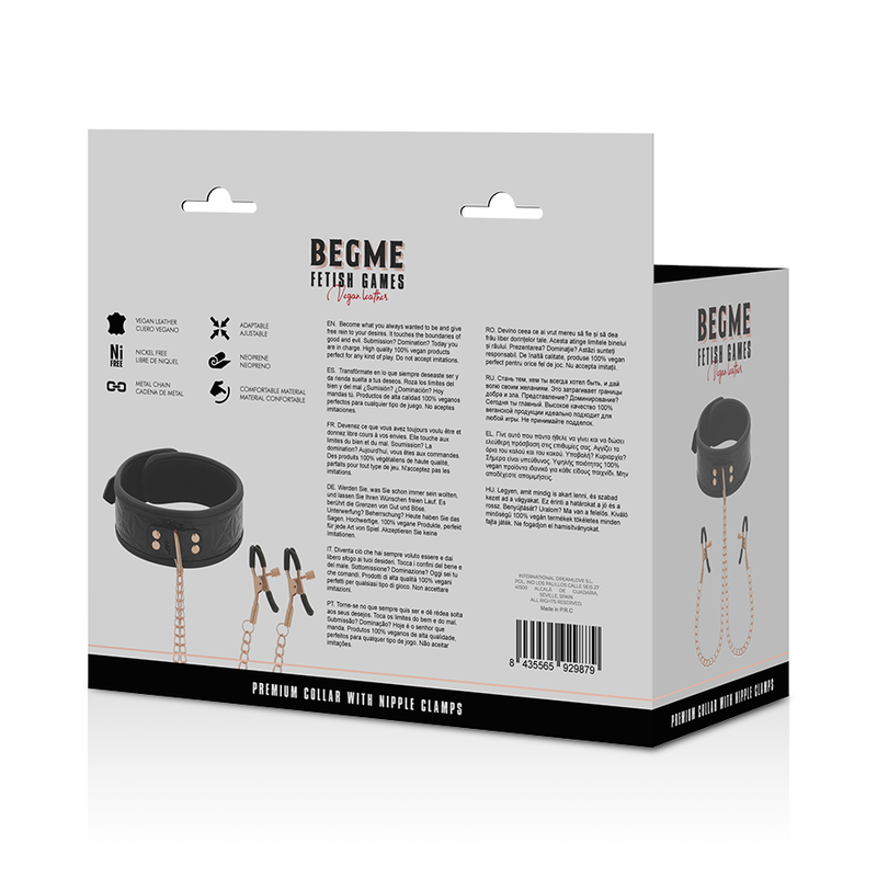 BEGME - BLACK EDITION COLLAR WITH NIPPLE CLAMPS WITH NEOPRENE LINING - 53Xshop