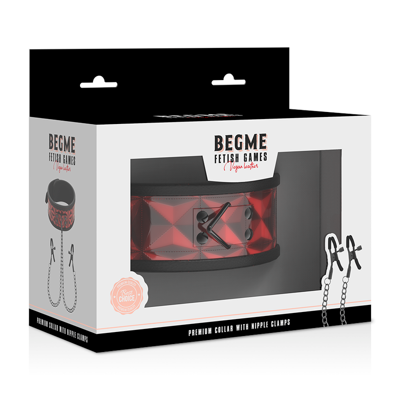 BEGME - RED EDITION COLLAR WITH NIPPLE CLAMPS WITH NEOPRENE LINING - 53Xshop