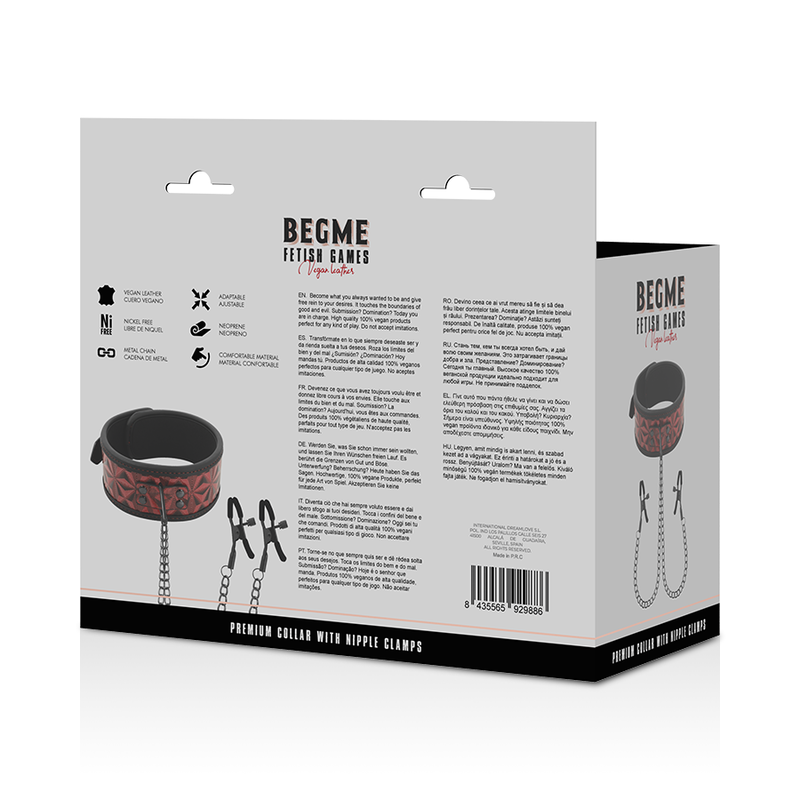 BEGME - RED EDITION COLLAR WITH NIPPLE CLAMPS WITH NEOPRENE LINING - 53Xshop