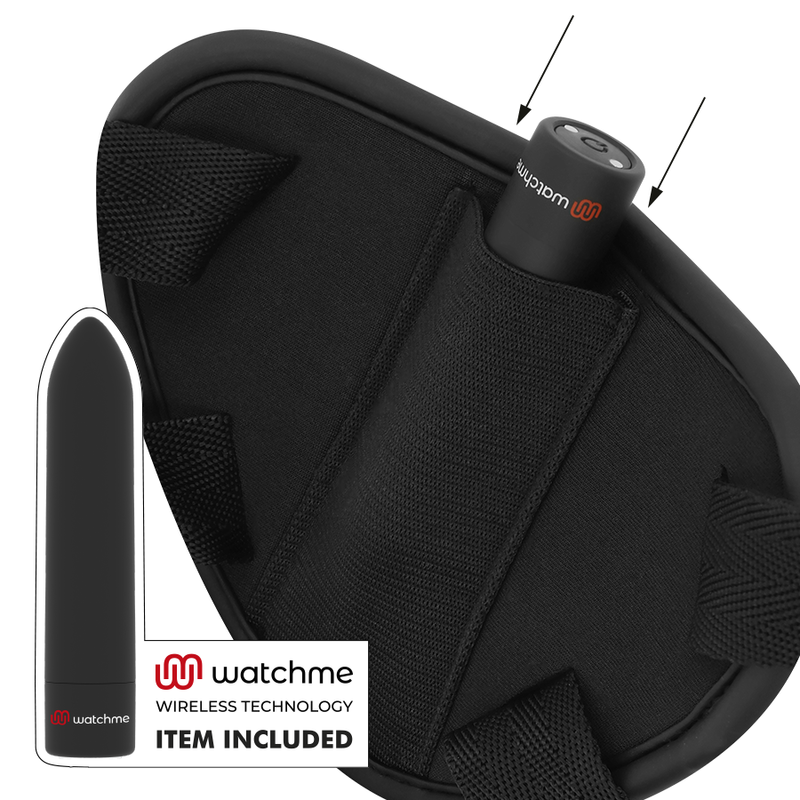FETISH SUBMISSIVE CYBER STRAP - HARNESS WITH DILDO AND BULLET REMOTE CONTROL WATCHME M TECHNOLOGY - 53Xshop