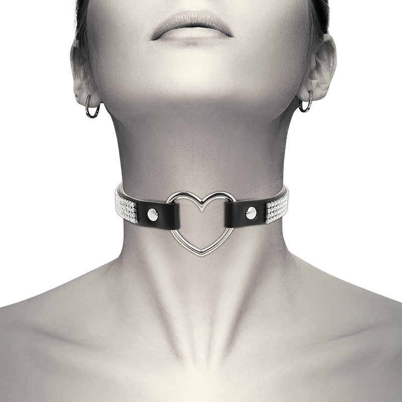 COQUETTE CHIC DESIRE - VEGAN LEATHER CHOKER WITH HEART - 53Xshop