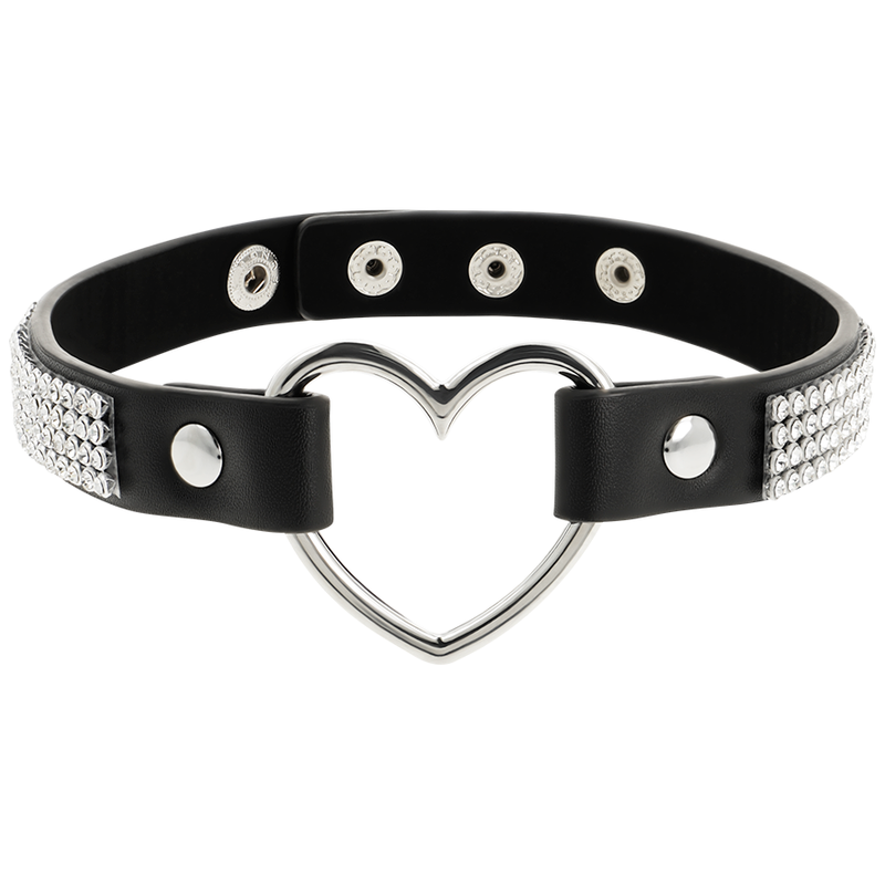 COQUETTE CHIC DESIRE - VEGAN LEATHER CHOKER WITH HEART - 53Xshop