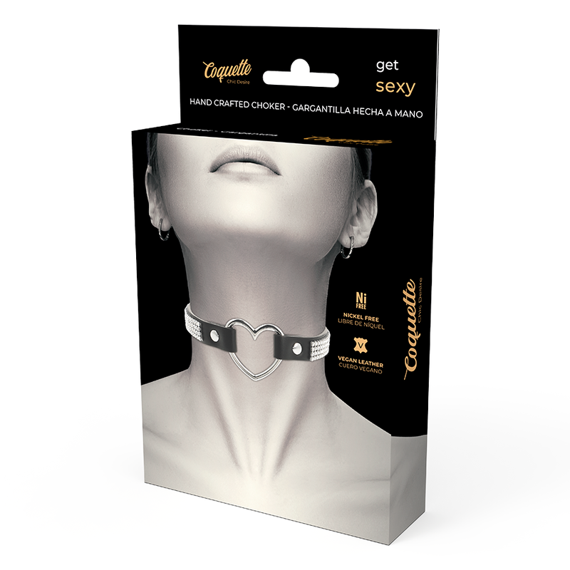 COQUETTE CHIC DESIRE - VEGAN LEATHER CHOKER WITH HEART - 53Xshop