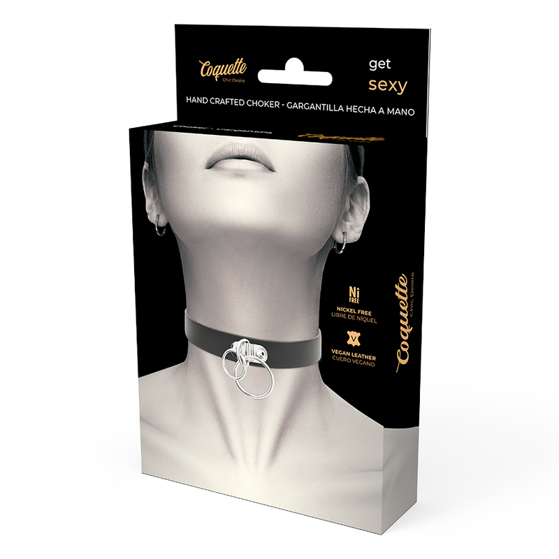 COQUETTE CHIC DESIRE - DOUBLE RING VEGAN LEATHER CHOKER - 53Xshop